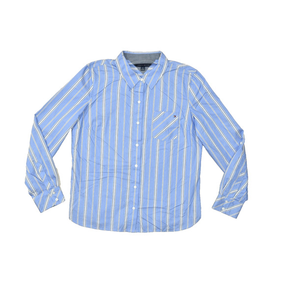 Tommy Hilfiger Blue Striped Button Up Shirt Long Sleeve Regular Size M Cotton - Picture 1 of 8